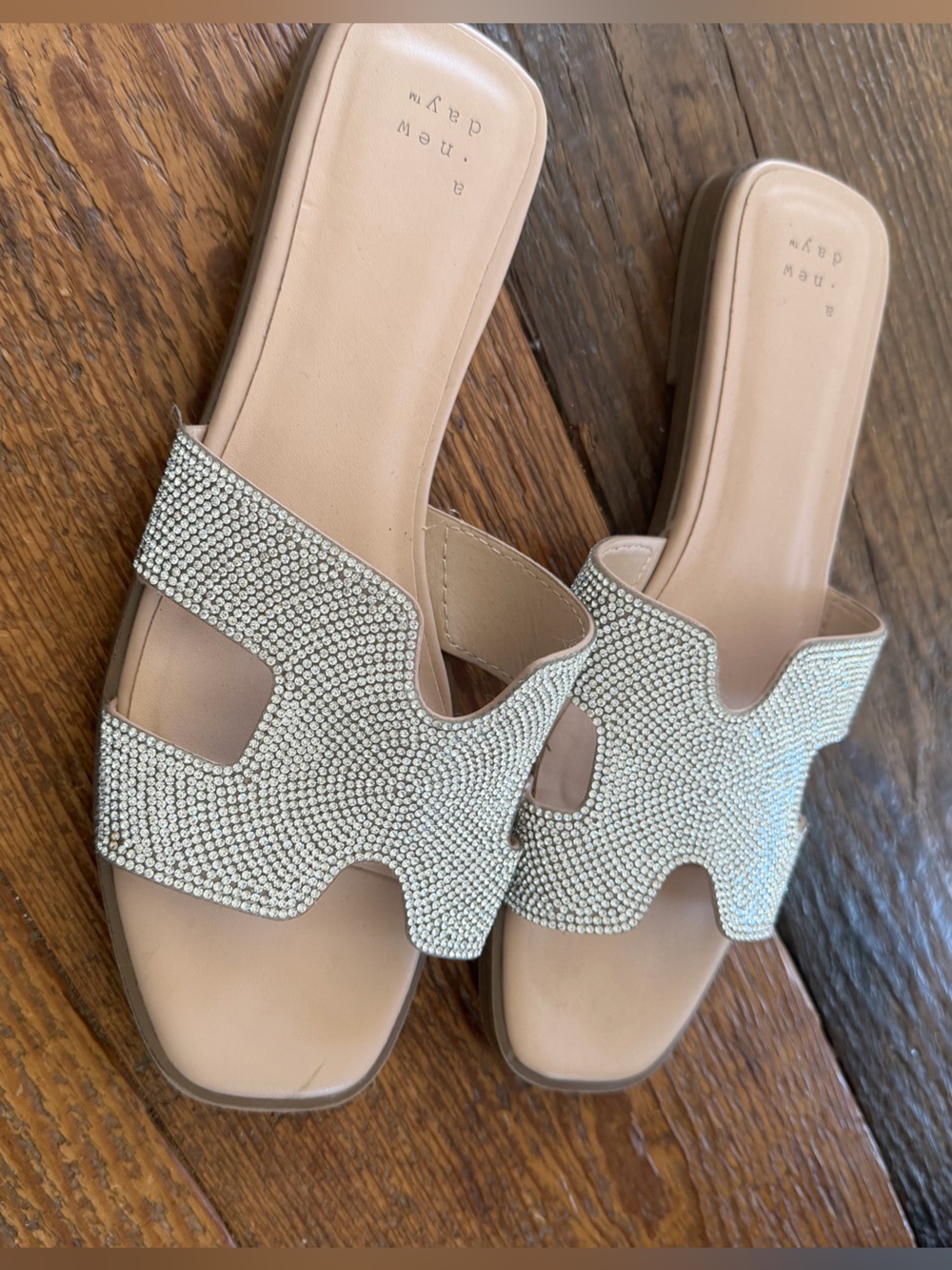 a new day Nude Rhinestone Slide Mules